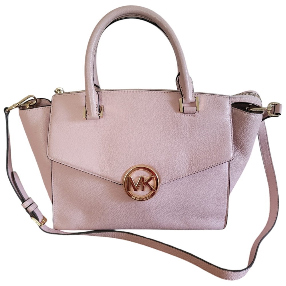 Michael Kors Handbag Leather Hudson Satchel Medium Light Pink